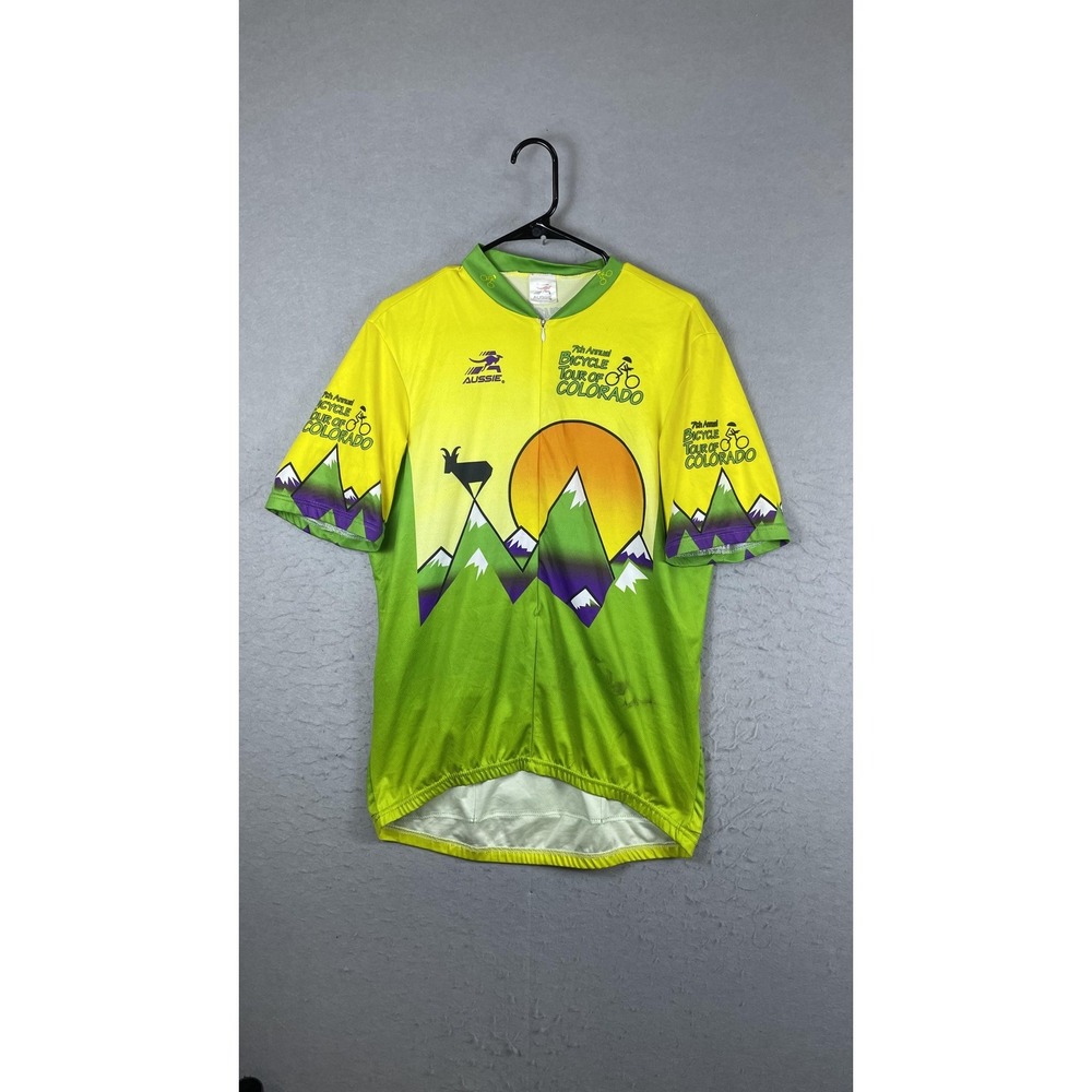 Aussie Bicycle‎ Tour Of Colorado Jersey Mens Small Yellow 7th Annual Cycling